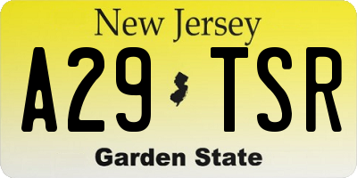 NJ license plate A29TSR