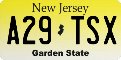 NJ license plate A29TSX