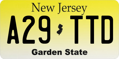 NJ license plate A29TTD