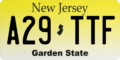 NJ license plate A29TTF