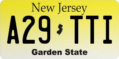 NJ license plate A29TTI