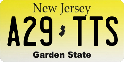 NJ license plate A29TTS