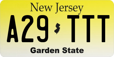NJ license plate A29TTT