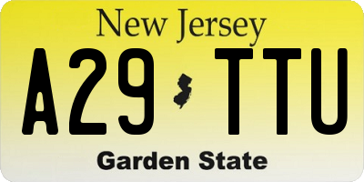NJ license plate A29TTU