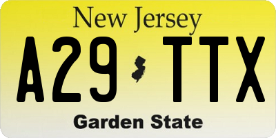 NJ license plate A29TTX