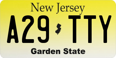 NJ license plate A29TTY