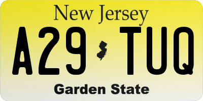 NJ license plate A29TUQ