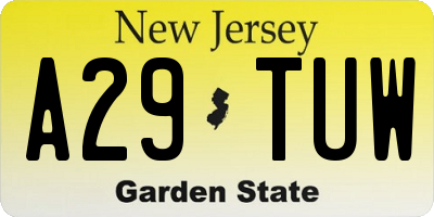 NJ license plate A29TUW