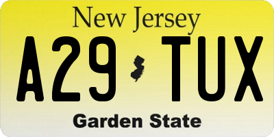 NJ license plate A29TUX