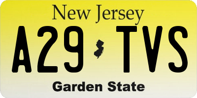 NJ license plate A29TVS