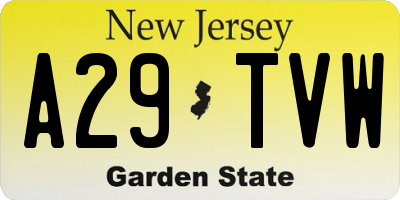 NJ license plate A29TVW