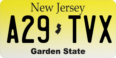 NJ license plate A29TVX