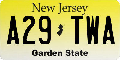 NJ license plate A29TWA