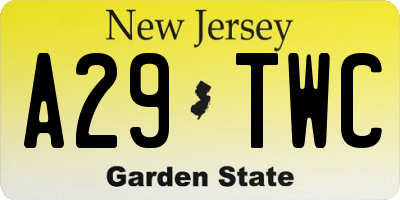 NJ license plate A29TWC