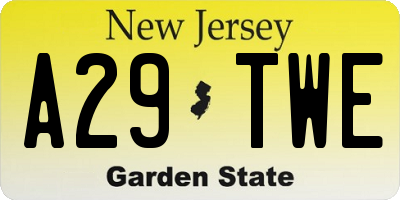 NJ license plate A29TWE