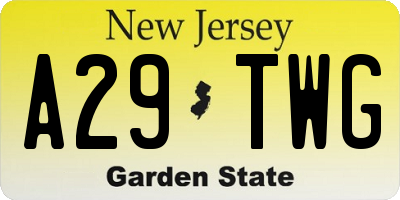 NJ license plate A29TWG