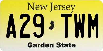 NJ license plate A29TWM