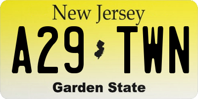 NJ license plate A29TWN