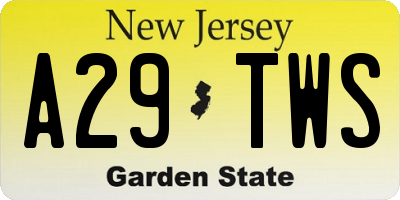 NJ license plate A29TWS