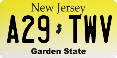 NJ license plate A29TWV