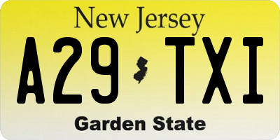 NJ license plate A29TXI