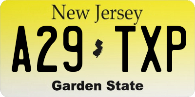 NJ license plate A29TXP