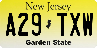 NJ license plate A29TXW