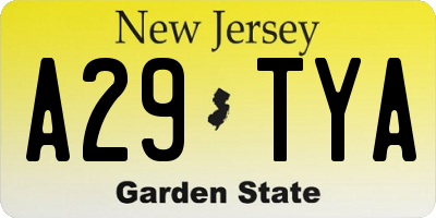 NJ license plate A29TYA