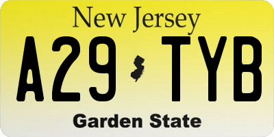 NJ license plate A29TYB