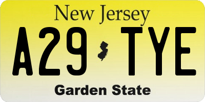 NJ license plate A29TYE