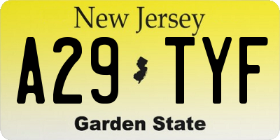 NJ license plate A29TYF