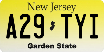NJ license plate A29TYI
