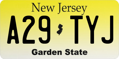 NJ license plate A29TYJ