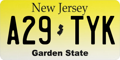 NJ license plate A29TYK