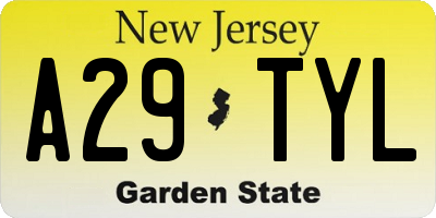NJ license plate A29TYL