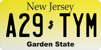 NJ license plate A29TYM