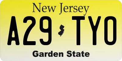 NJ license plate A29TYO