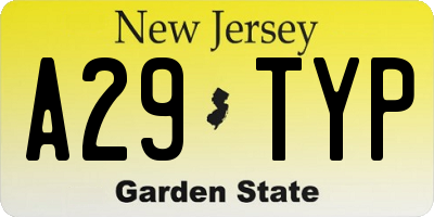 NJ license plate A29TYP
