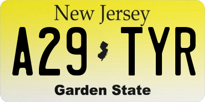 NJ license plate A29TYR