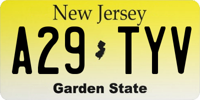 NJ license plate A29TYV