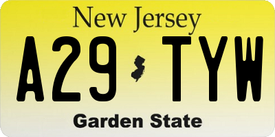 NJ license plate A29TYW