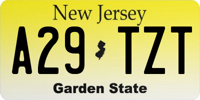 NJ license plate A29TZT