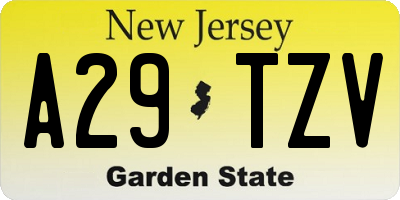 NJ license plate A29TZV