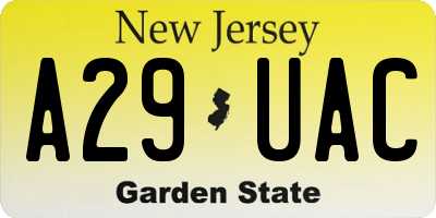 NJ license plate A29UAC