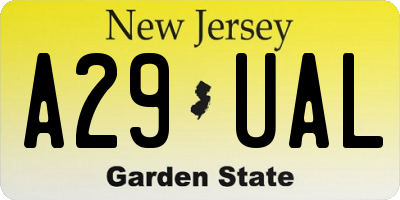 NJ license plate A29UAL