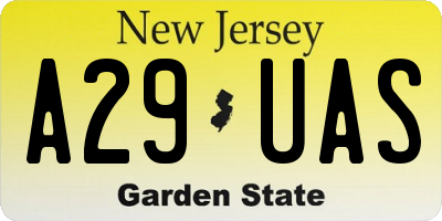 NJ license plate A29UAS