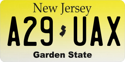 NJ license plate A29UAX
