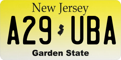 NJ license plate A29UBA