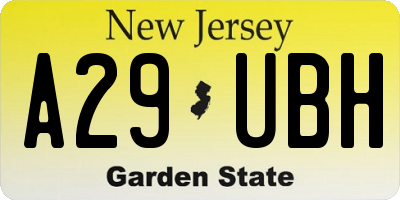 NJ license plate A29UBH
