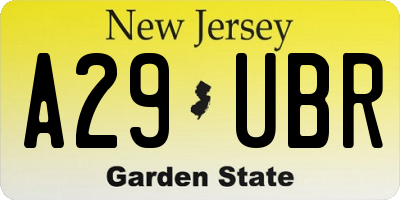NJ license plate A29UBR